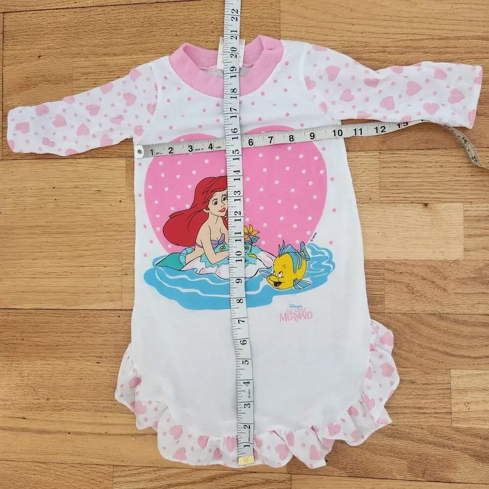Vtg 90s Giggles Disney Little Mermaid Nightgown Sleep Shirt Medium Toddler Girls